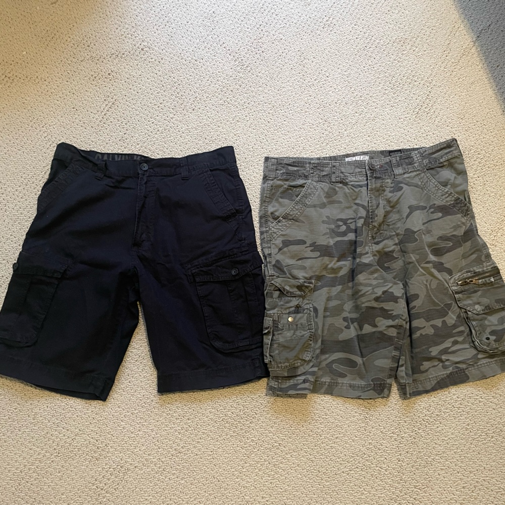 Lot Men's Cargo Shorts Billabong Camo Calvin Klein Black Sz. 36 W36 Y2K